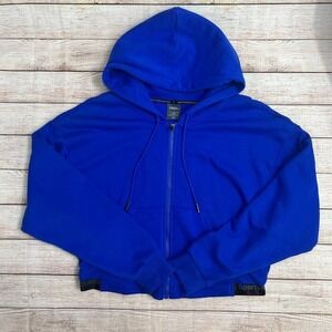 Sports Illustrated Bold‎ Royal Blue Cropped Full Zip Fleece lined Hoodie Size LG